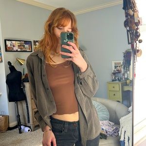 plaid brown and green tint flannel